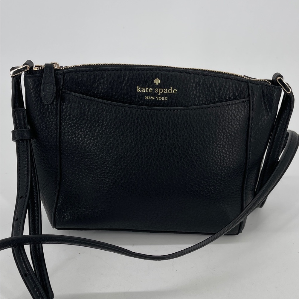 kate spade Black Pebbled Leather Small Crossbody with Front Pocket